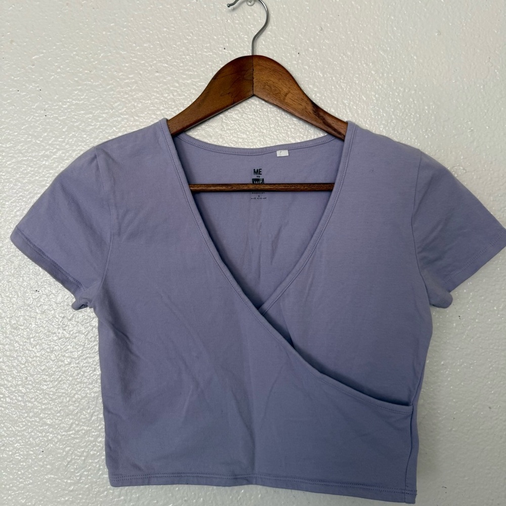 Me to We Lavender Wrap Crop Top Women’s Size S